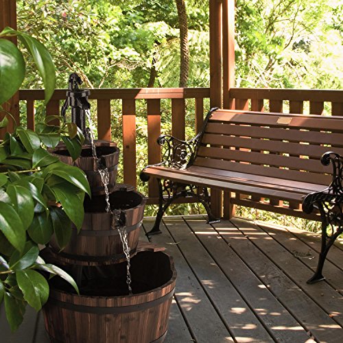 Blumfeldt Cascada 2G Kaskadenbrunnen Gartenbrunnen Zierbrunnen (3-Etagen, rustikaler Holzbottich-Look, 12 Watt, 800 Liter/h Wasserdurchfluss) braun - 4