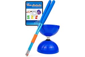 Juggle Dream Big Top Diabolo Jonglierset -Kugellagerachse - mit Superglas-Handstäben und Online-Lernvideo - Jonglieren (Blau Diablo/Blau Stäbe)