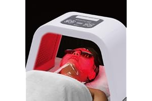 Rödljus mask ansikte 240 V, LED ansiktsmask ljusterapi, 7-färgad ljusterapi mask, 3-sidigt ljus, elektrisk med kabel och skyddsglasögon, röd lju för ansikte hals anti-rynk akne