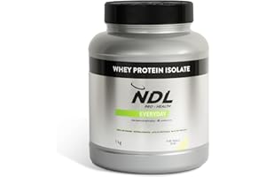 NDL Pro-Health Whey Protein Isolate – Proteína isolada, Tonifica y aumenta la masa muscular, Mejora tus entrenamientos, Alto en proteínas, Bajo en grasas – Pure Vanilla Bliss – 1 KG – 30 tomas