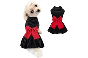 MAMORE Fashional Dog Cat Dress with Bowknot, All Weather Puppy Clothes Pet Princess Dresses for Small Dogs Cats Girl (Small, Black)