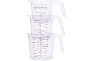 Keepaty Plastic Measuring Jugs Set of 3 - NO BPA Microwave Safe Kitchen Measuring Cups 1L 500ml 250ml Easy to Read Measurements Cook with Accuracy