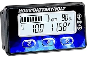 Runleader DC12V a 48V Mini Medidor de Capacidad de Batería Voltímetro, Registro de horas TOT para Lead Acid GEL LiFePO4 "Trojan" AGM 18650 Litio Batería Alimentado por Carro de Golf