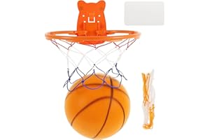 SHAOJIAN 2025 New Silent Basketball Size 7, Grooved Airless Basketball for Quiet Dribbling and Indoor Training, Soft Foam Soundless Ball with Hoop and Net for Kids Activities Games