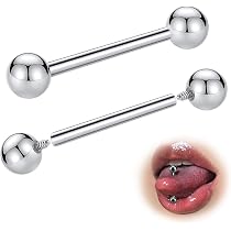 Piercing Langue & Téton 14G Acier Chirurgical 316L - Barre 12-20 Mm - Boules 5 Mm - Lot 5 Paires + Pochette Velours
