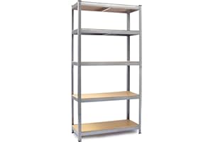 ‎HUMBERG Humberg Regal Kellerregal Lagerregal Schwerlastregal mit Stahlgestell Metall Belastbar bis 625 kg 5 Ablagen 30 x 75 x 150 cm Silber