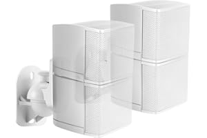 TNP PRODUCTS TNP Universal Satellite Speaker Wall Mount Bracket Ceiling Mount Clamp with Adjustable Swivel and Tilt Angle Rotation For Home Theater Surround Sound System Satellite Speakers - 1 Pair Set of 2, White