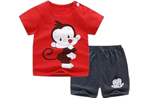 DaPongZhi Stampa di Scimmia Set Maglietta e Pantaloncini,Pigiama Neonato Estivo,Completi Estivi Bambino,Completo Sportivo Bambino,Costume Mare Bambino,Vestiti Neonato Maschio