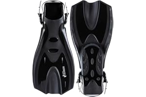 Two Bare Feet Adjustable Diving Fins – Swim, Snorkel & Scuba Fins for Adults – Full Foot Flippers with Easy Strap – Ideal for Holidays, Pool, Sea & Water Sports