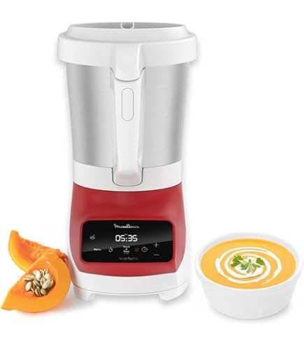 Blender Chauffant Moulinex Soup & Plus 1100 W - Avec Panier Vapeur - Couleur Argent Et Blanc