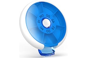 ‎JADUOHER Jaduoher Tablettenbox 7 Tage Rund Pillendose Medikamentenbox Klein Tablettenspender Tabletten Wochenbox 1 Fach - Blau