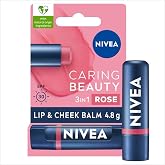 NIVEA Rose Renkli Nemlendirici Dudak Bakım Kremi 4.8gr, SPF30, Allık Etkisi, Dudak ve Yanaklar, E Vitamini
