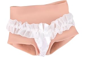 YEEFAIRY Culotte Silicone Réaliste avec Tuyau, Crossdresser Slip Fessier Faux Vagin Hanches Pantalon Transgender Fausse Chatte Fesse Féminisé pour Hommes Travesti