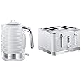 Russell Hobbs Inspire White Kettle and Toaster Set, 1.7 Litre Cordless Electric Kettle and Four Slice Toaster