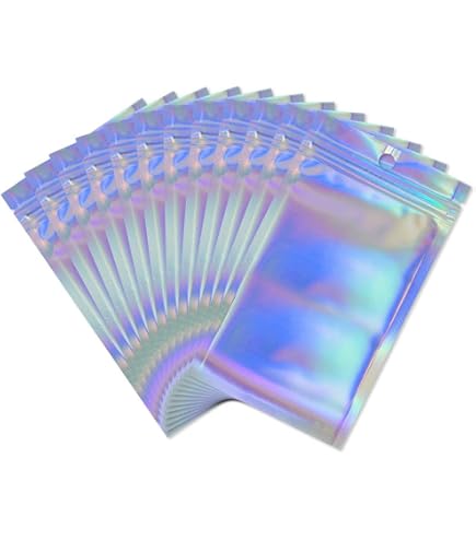 Sacs Holographiques Anti-odeur, 100 Pièces, Sacs à Fermeture éclair En Plastique Refermables Avec Fenêtre Transparente Pour Bonbons, Bijoux Alimentaires, Petites Pochettes