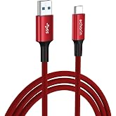 Echorin USB 3.0 USB-A'dan USB-C'ye 15W PD Hızlı Şarj 5V3A Y&uuml;ksek Kaliteli Al&uuml;minyum &Ouml;rg&uuml;l&uuml; Kablo 5Gbps 1 Metre (Kırmızı)