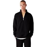 FRAME Erkek Yarım Fermuarlı Dik Yakalı Yumuşacık Kumaşlı Polarlı Regular Siyah Sweatshirt