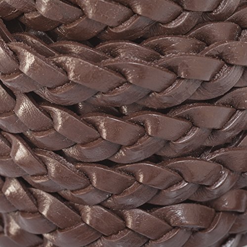 Lederband Geflochten Flach 12 mm. Braun 2 m – Länge: wählbar - 2