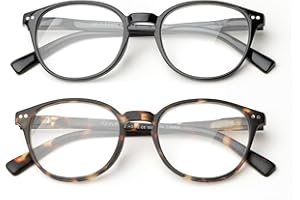‎OKH OKH 2er Pack Blue Light Blocking Lesebrillen für Herren Damen Runden Brillencomputer -Leser Anti Blendung/Augenstamm reduzieren Kopfschmerzen Lesen Brillen(Schwarz+Schildkröte, +0,0)