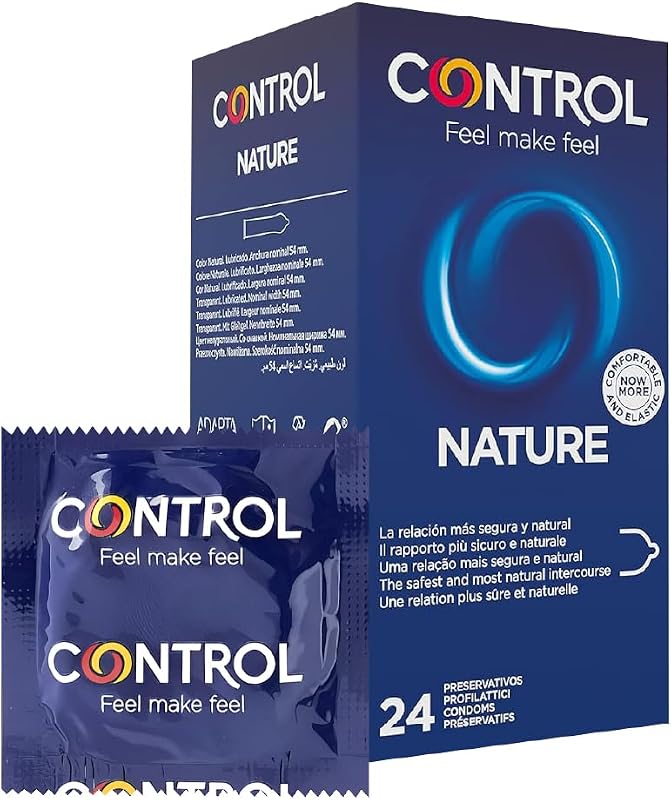 Control Preservativos Nature. Caja Pack Ahorro 24 Condones para un Placer Natural, Lubricados, Sexo Seguro, Ajuste Perfecto