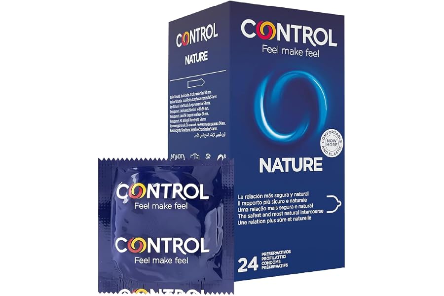 Control Preservativos Nature. Caja Pack Ahorro 24 Condones para un Placer Natural, Lubricados, Sexo Seguro, Ajuste Perfecto