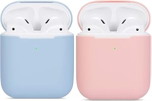 kompatibles Airpods Hülle,Watruer 2er-Pack Ultra-dünnes, weiches Silikon, stoßfestes, rutschfestes Schutzzubehör Schutzhülle für Apple Airpods 2 & 1-Ladekoffer - Hellblau + Pink