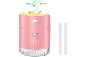 GAOJIE Mini Humidificateur d'air Portable, Petit Humidificateur avec Brume Fraîche pour Les plantes, Humidificateur Personnel de Bureau Rechargeable pour la Chambre, Bureau avec Lumière Nocturne(Rose)