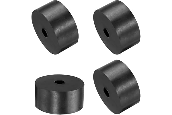 QUARKZMAN 4 st gummidistanser med 40 mm ytterdiameter, 8 mm innerdiameter, 20 mm höjd, runda, anti-vibrationer, tjocka gummib