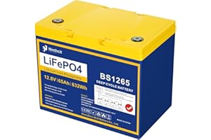 ‎NINTHCIT Ninthcit LiFePO4 Akku 12.8V 65Ah 832Wh Lithium Batterie mit über 8000 Mal Tiefzyklen und BMS Schutz für Solaranlage, Geeignet für Solaranlagen, Wohnmobile, Boote, Häuser(1Stück)