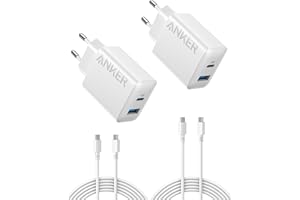 Anker 20W USB C Ladegerät, iPad Netzteil, USB-Schnellladenetzteil, iPad Ladegerät, Kompatibel mit iPhone 17/16/15 Series (2X 1,5m USB C Kabel inkl.)