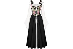 SCARLET DARKNESS Women Renaissance Corset Dress Off Shoulder Medival Two Piece Dress