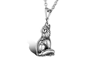 OIDEA Herren Wikinger Wolfskopf Halskette: Wolf Kopf Thors Hammer Anhänger mit O Kette Wolfshund Drachenzahn Nordisch Viking Schmuck Geschenk für Männer Freund Vater