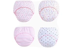 Morbuy Culotte d'apprentissage Lavables Bébé, 4 Packs Coton Couche-Culotte Anti-Fuite Potty Pantalon de Formation Imperméables pour Garçon et Fille, 6 à 36 Mois