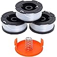 Poweka Trimmer Spool & Line Compatible with Black Decker Replace A6485 A6481 AF-100 ST5530-GB GLC3630L20-GB STC1820PC-GB BESTA530-GB BESTA525-GB with 1 String Trimmer Spool Cover Cap