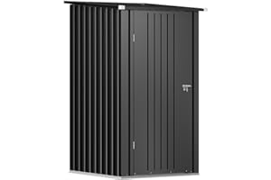 Devoko Metall Gerätehaus 96x98x160cm, Geräteschuppen mit Pultdach, Stark & Rostfrei, Inkl. Arbeitshandschuhe, Abschließbarer Drehtür, Kleine Gartenhaus aus Stahl für Hinterhof, Terrasse, Rasen