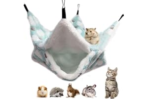 YHUASIA Kleine Hängematte für Haustiere, Doppelschicht Kleine Haustier Hängematte, Haustiere Käfig Hängematte, für Frettchen Eichhörnchen Hamster Ratte Andere Kleine Tiere Spielen Schlafend (Grün)