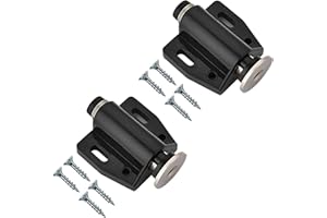TERF® Push to Open Door Catch Black Single Magnetic Pressure Touch Release Catches Latch for Open and Close The Door with a Single Push including Fixing Screw - Pack of 2