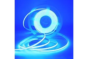 HEGEHE Tira de LED COB de 12V con Interruptor Alimentación, Luz Flexible de 320 LED/m, Cinta Autoadhesiva Luz para la decoración del Retroiluminación de TV del Armario (1m, Azul Hielo)