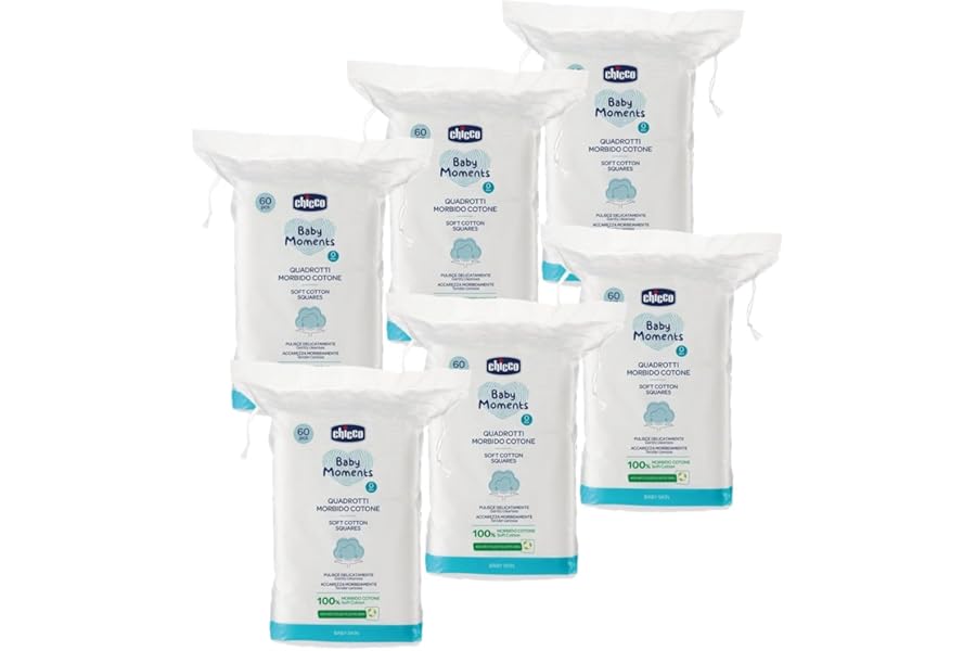 Chicco Baby Moments Soft Cotton Squares, 360 Pieces, 100% Pure Cotton, Multipack 6 x 60, Spare Pack4.8 out of 5 stars3,580€15.90