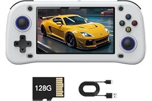NEXASYMPHY Handheld Game Console, 4.3 inch Retro Handheld Games Consoles Open Source Linux System IPS Screen Built-in 30000+ Classic Games Retro Video Game Console, 128G TF Card (White)