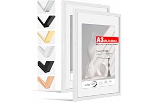 HIMEETIME® 2x Marco de fotos A3 29.7x42cm Blanco de Madera marcos cuadros, con soporte de A4 (21x 29.7cm),Para Decoración de Pared y Decoración hogar marco A3