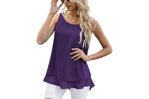 Yommay Women's Vests Summer Ladies Tops Blouses Shirts Loose Sleeveless Tank Top Chiffon Vest Tops for Women