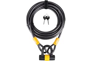 VINZ Kinabalu Kabelschloss/Schlaufenkabel ø12mm | 10 meter lang | Stahlseil mit Schloss mit Kunststoff ummantelt | Sicherung für Fahrrad Boot Gartenmöbel | 3-15 meter