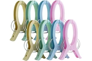 DeJivsin 8 dużych spinaczy do prania, bardzo duże klipsy do ręcznika plażowego, wiatroszczelne klipsy na ręcznik plażowy, do ciężkich ręczników kąpielowych, grubych ubrań