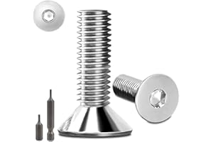 STELLARILL 150 Stk senkkopfschrauben edelstahl M3X8mm Innensechskant M3 edelstahlschrauben Senkkopf Schrauben mit 2 Stk Sechskant Schrauberkopf Steckdose Gewindeschrauben Senkschraube DIN 7991/ISO 10642(Silber)