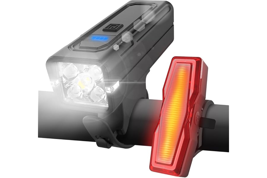 Tekwet Super Bright Bike Lights Set, USB Rechargeable & IPX4 Waterproof Bike Light Set for Mountain, Road, Night Riding