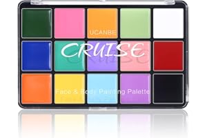 UCANBE Olejek do malowania twarzy, 15 makaroników, profesjonalna paleta do makijażu, nietoksyczna, hipoalergiczna, bezpieczna farba do twarzy, na Halloween, kostiumy cosplay, imprezy i festiwale