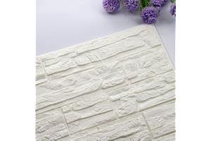 NHSUNRAY PE de Espuma de 3D Ladrillo Pegatina Pared,DIY Autoadhesivo Decoración de Pared Moderno Decoración para Cuarto de Baño,TV Fondo,Sala de Estar y Cocina (12, Blanco)