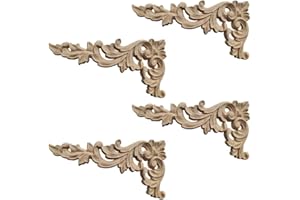 KTNYL 4 Piezas Apliques Calcomanía de Esquina, Calcomanía De Gabinete Tallada, Aplique Decorativo en Madera Tallada para Muebles con Revestimiento, Estilo Europeo Vintage