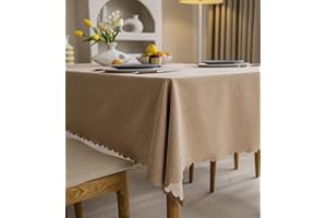 Fusehngre 55"x 94.5" Waterproof Rectangle Tablecloth Oil Spill Proof Wrinkle Resistant Table Cover Cotton 6-8 Seats Table Cloth for Dining, Kitchen, 140 x 240 cm Light Coffee